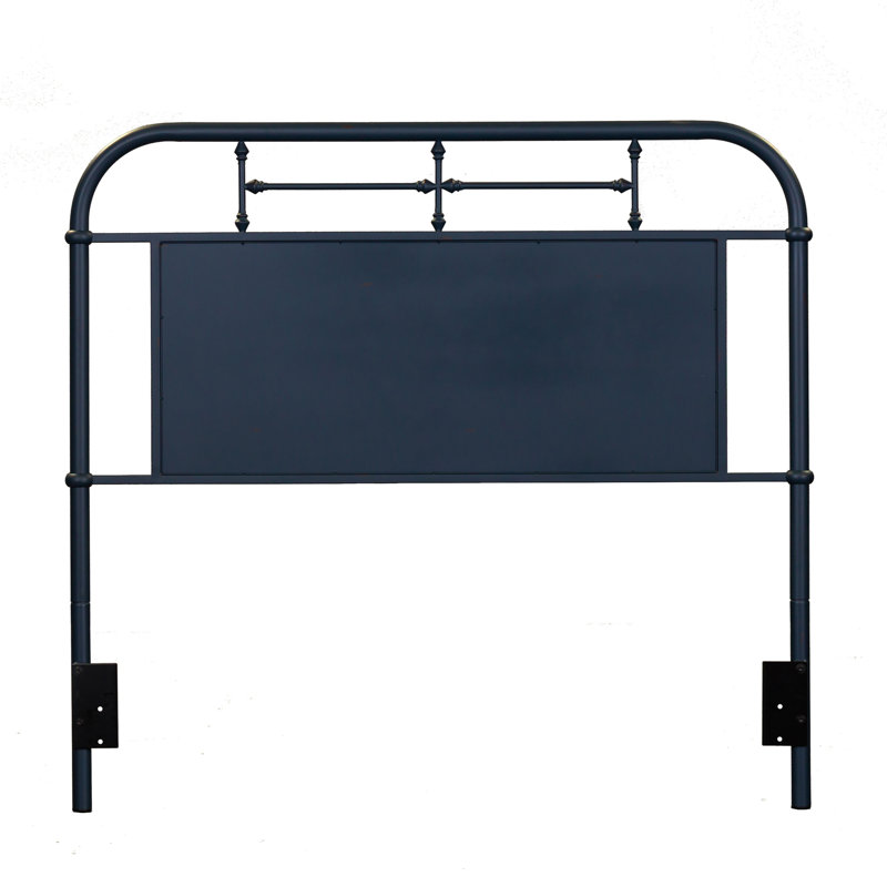 Tête de lit en métal avec panneau central Edmund, Simple, Bleu marine
