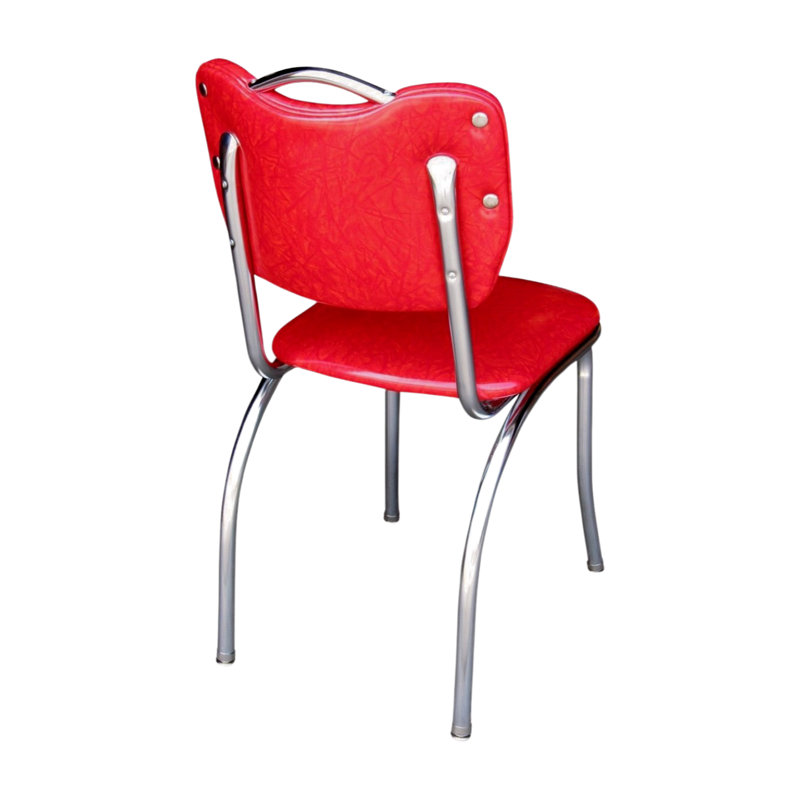 Retro Home Upholstered Handle Back Dining Chair, Red