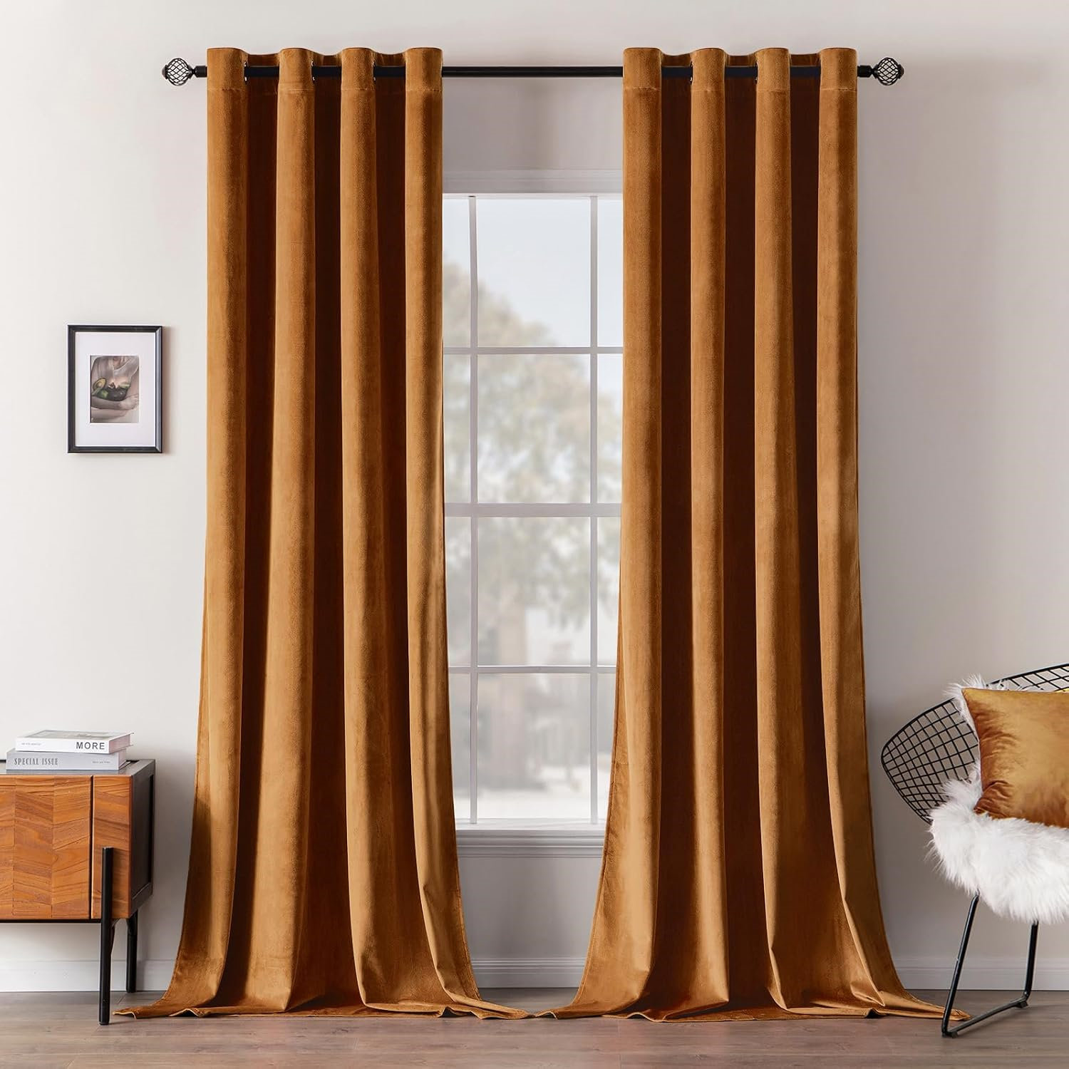 Everly Quinn Velvet Grommet Curtains Room Darkening Curtains | Wayfair