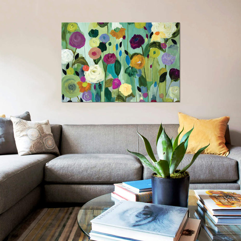 « âme florales », impression sur toile, H 18 po x l 26 po x P 1,5 po, Toile tendue, Pas de tapis