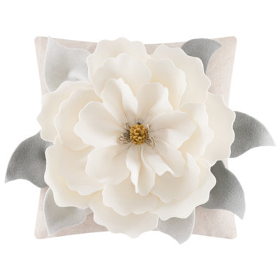 Housse de coussin décoratif décoratif à motif floral 3D 18 x 18 po