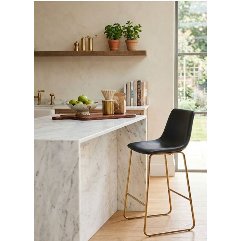 Astros Faux Leather Stool, Black