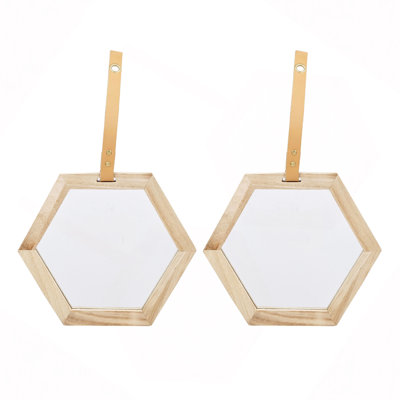Harlan Hexagon Mirror, 2 Pieces Wall Accent, 11x10"