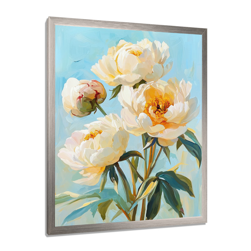 Bradcliff - art mural floral, Argent argent, H 40 po x l 30 po, Reproduction encadrée d'une seule photo