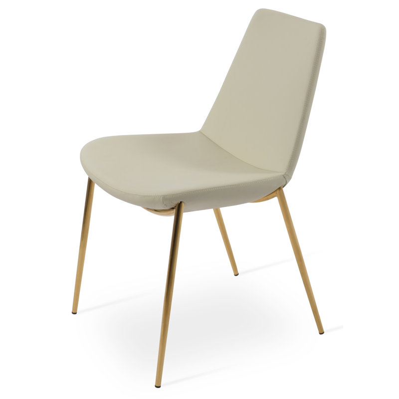 Eiffel 17'' H Upholstered Metal Side Chair, Chrome, Grey Faux Leather