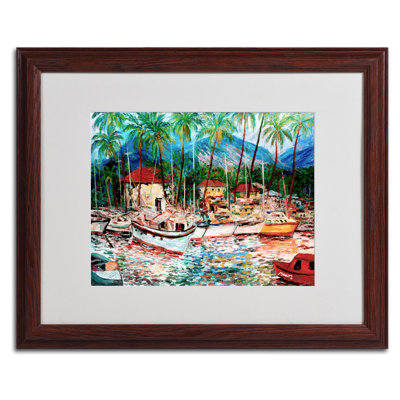 «Lahaina Boats», reproduction d'art sur toile encadrée