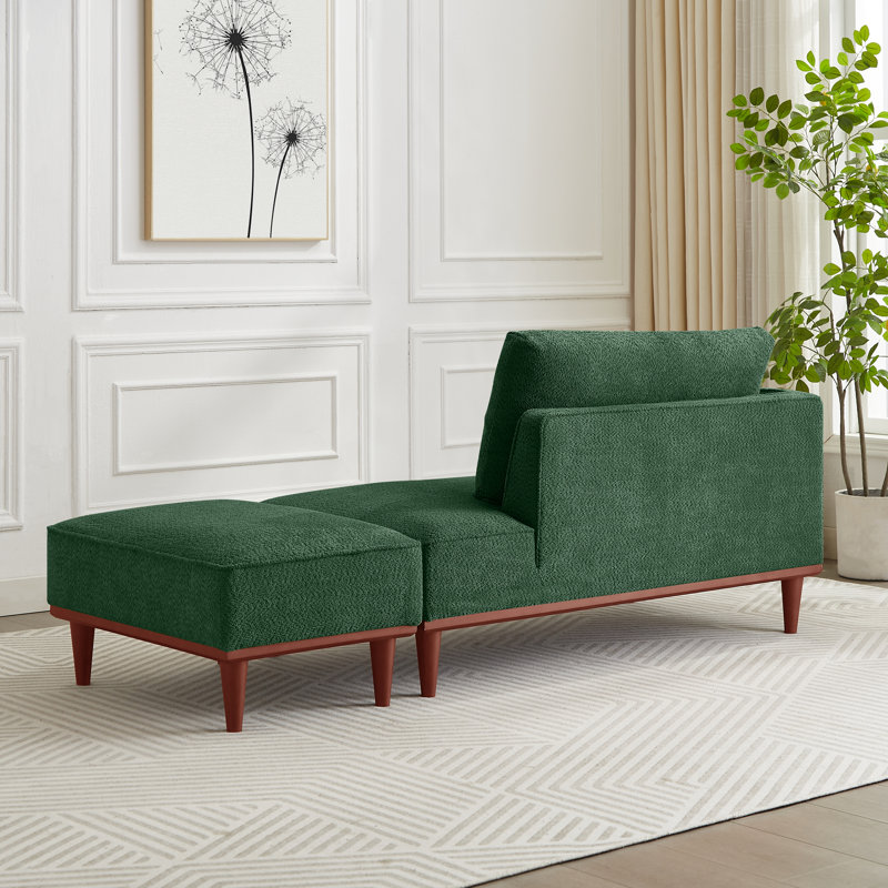 Chaise longue et tabouret rembourrés Finken, Vert