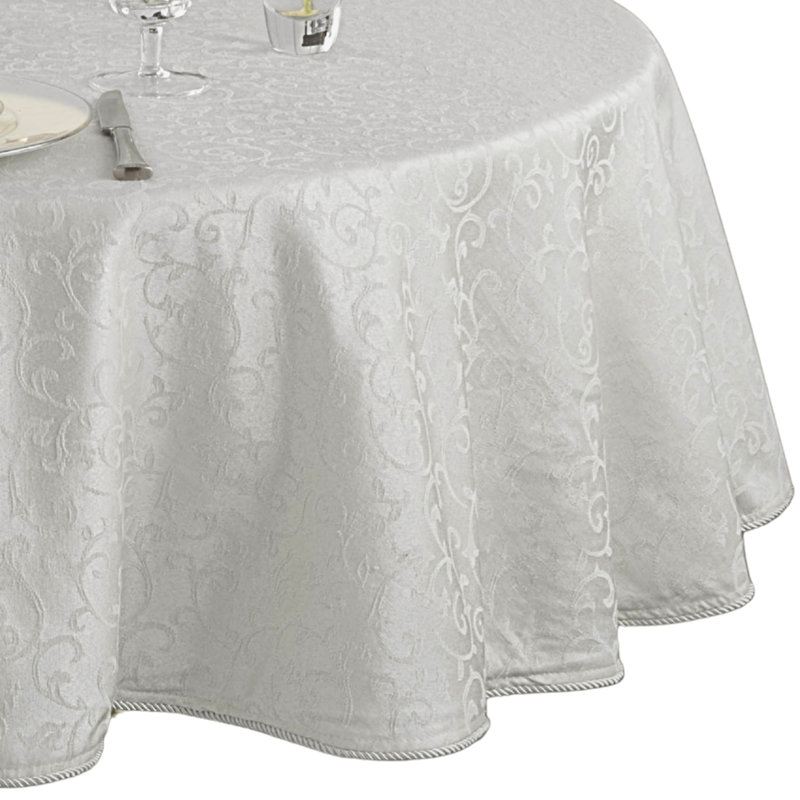 Lenox Opal Innocence Tablecloth, 70" Round, Platinum