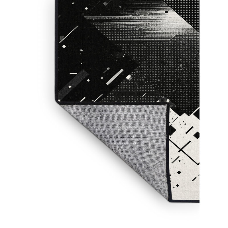Machine Washable Manhasset Modern Geometric Rug in Black – Black Binding, 3x5
