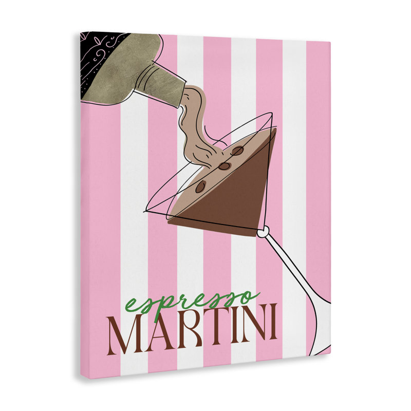 Martini espresso sur toile à rayures roses, design par DEIDRE MOSher, H 48 po x l 36 po