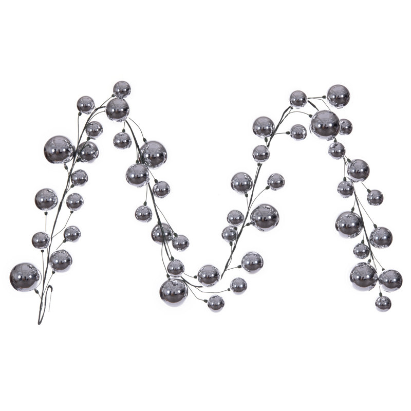 Vickerman 10' Silver Ball Branch Garland., Silver