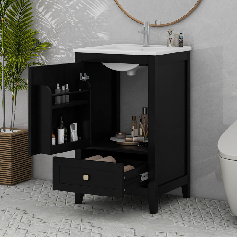 Bathroom Vanity With Sink, Small Bathroom Cabinet, Black