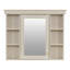 Meuble-lavabo beige de 36 po avec armoire à pharmacie, structure en bois massif, 4 tiroirs, finition imperméable avec miroir, rangement spacieux, poignées argentées pour tablette réglable de luxe, lavabo en céramique-845982793