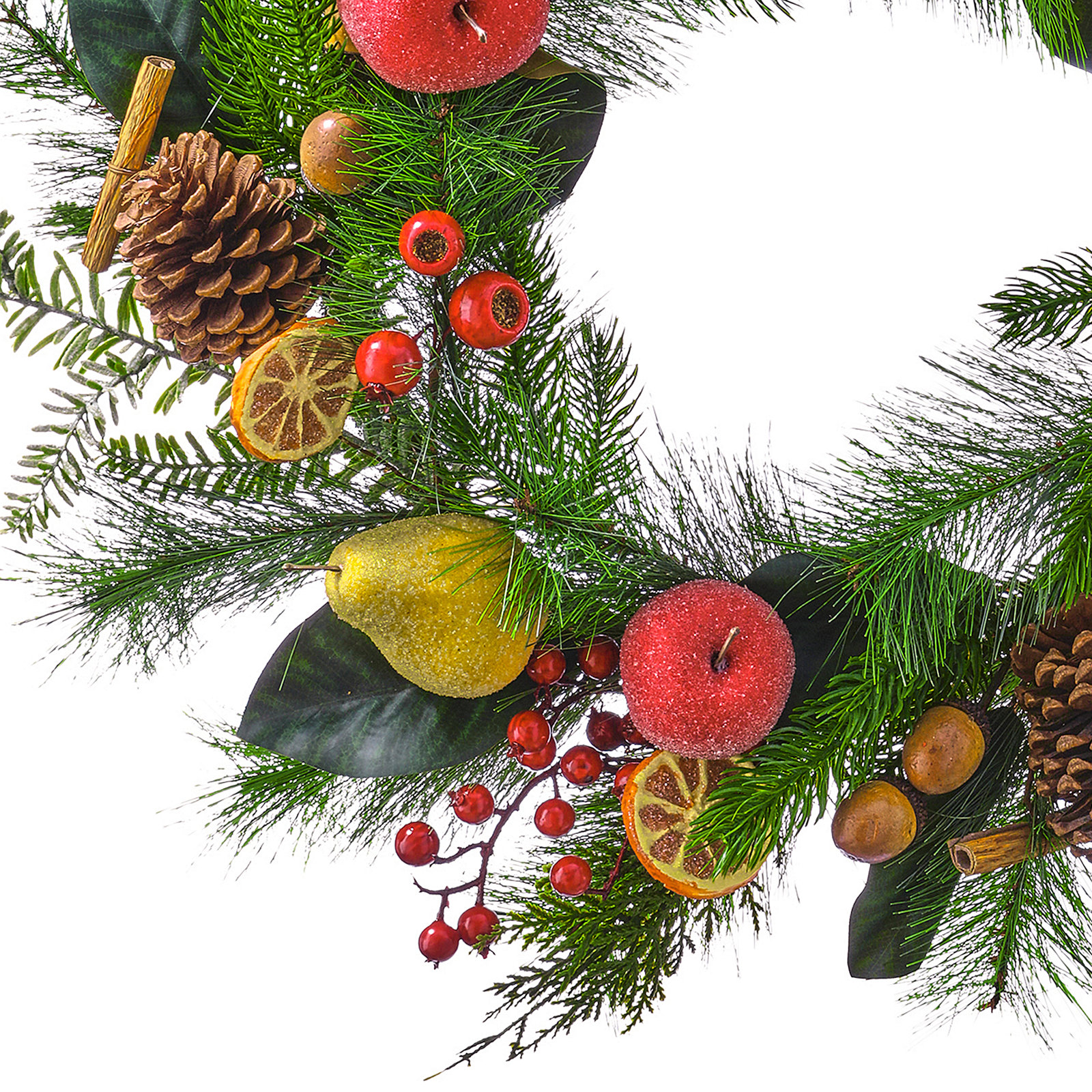 24"Fruit, Berry and Cone Evergreen Wreath