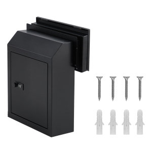 Boîte de dépôt et de courrier à travers la porte | Fabrication avec serrure à combinaison | Boîte aux lettres de sécurité noire 14 x 6 po pour les colis, les journaux et le rangement des clés