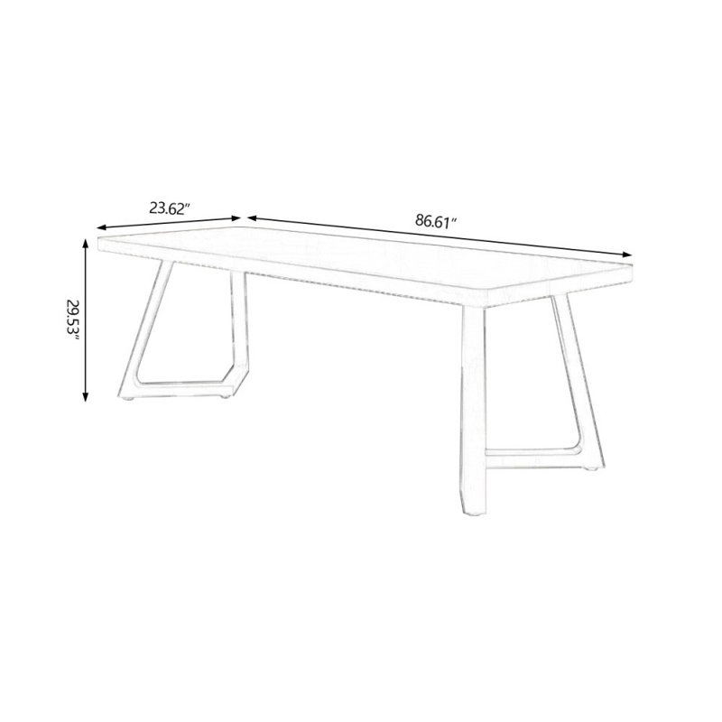 Tan Rectangular Solid Wood desks, 29.53" H x 86.61" W x 23.62" D