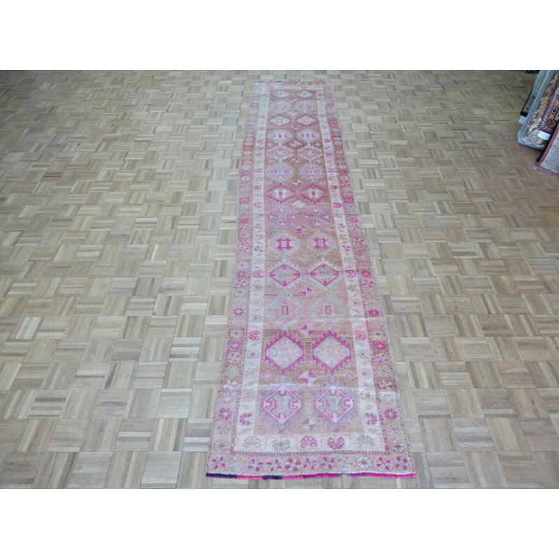 Tapis de couloir unique en laine noué à la main rose / rouge / brun clair de 2 pi 10 po x 13 pi 6 po Hurst