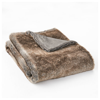 Jeté luxueux en fausse fourrure rayée 50 po x 60 po - Doux accent moelleux brun pour canapé et lit, décoration glamour