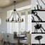 Lustre de style maison de campagne avec détails en bois - Luminaire suspendu à 10 lumières de style bougie