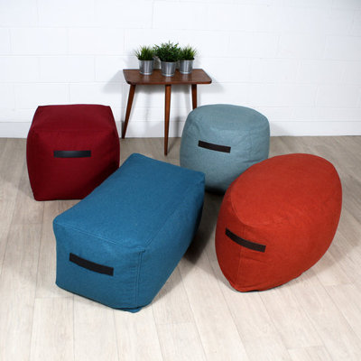 Pouf rond en velours côtelé