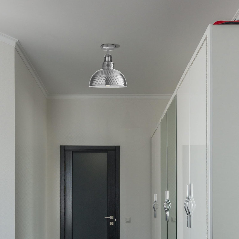 Kari Semi Flush Mount, Satin Nickel