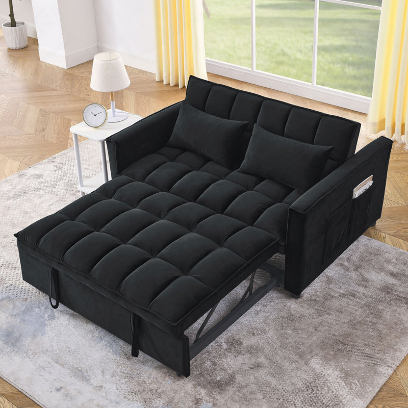 Convertible  Sleeper Sofa with Adjustable Backrest, Black