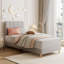 Structure de lit simple, lit plateforme tapissier avec tête de lit Wave pour enfants, assemblage facile, support de lattes en bois, aucun sommier requis-1348544222