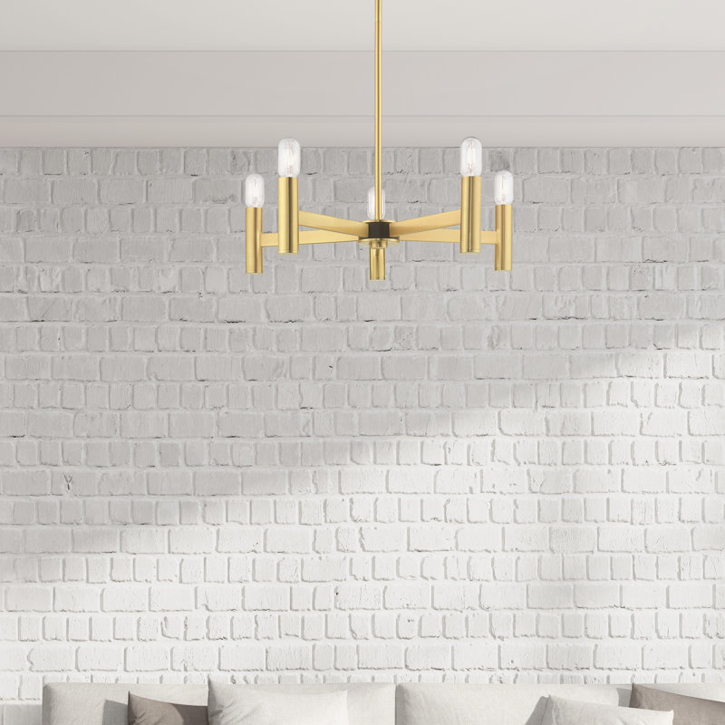 Martella 5-Light Chandelier, Laiton satiné, H 6 po x l 25 po x P 25 po