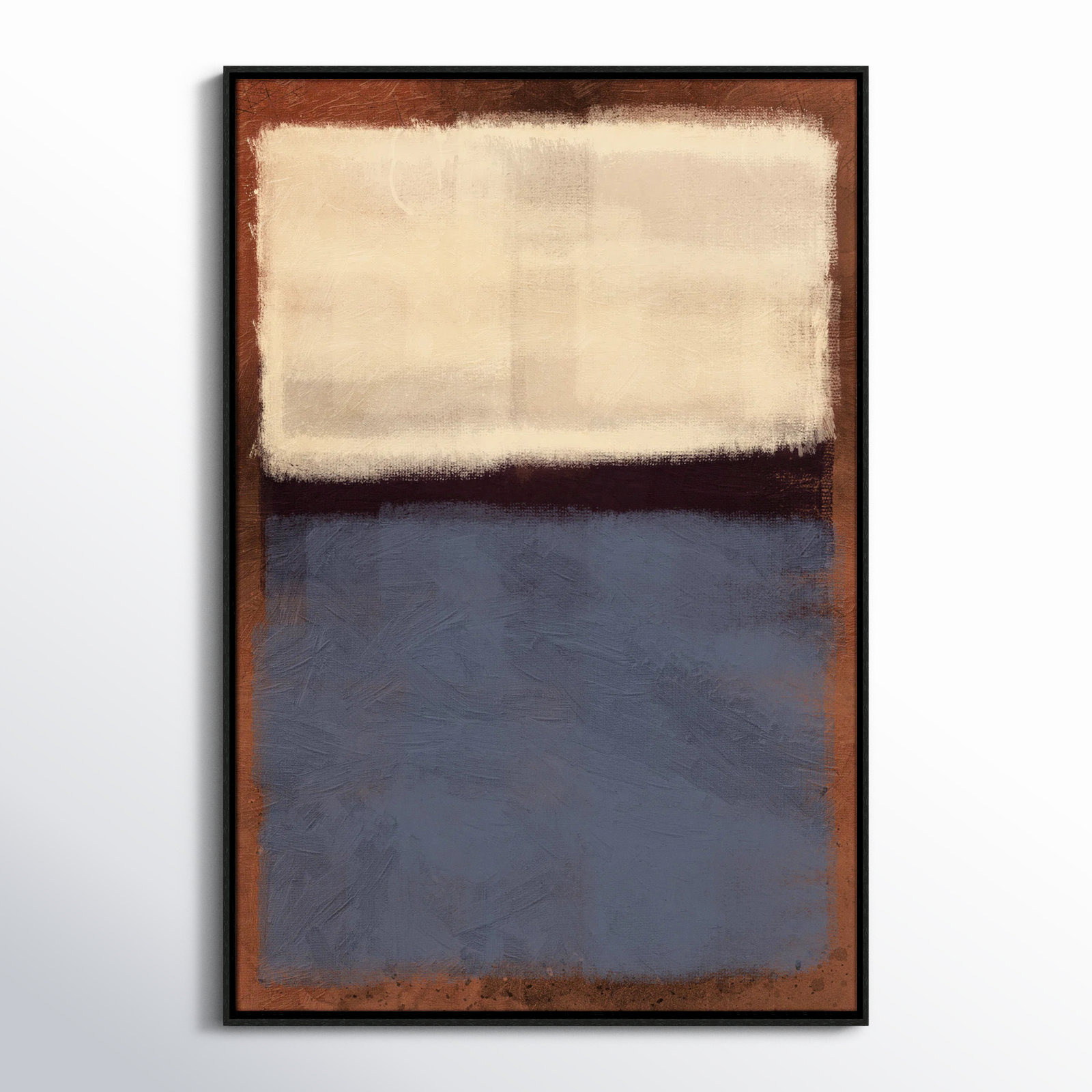 Alabaster Burst - Floater Frame Painting on Canvas, Espresso Framed, 61.5" H x 41.5" W x 2" D