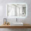 Aamorah Miroir de Salle de Bain DEL 48 po x 29,5 po avec Miroir Grossissant 3X Intégré - Miroir Intelligent Anti-Buée sans Cadre avec Contrôle de Gradation, Éclairage DEL Économe en Énergie et Design Double Miroir-988357604