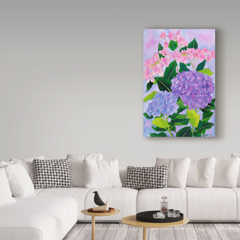 «Hydrangea Wonder» par Taryn, reproduction d'art sur toile tendue, H 19 po x l 12 po