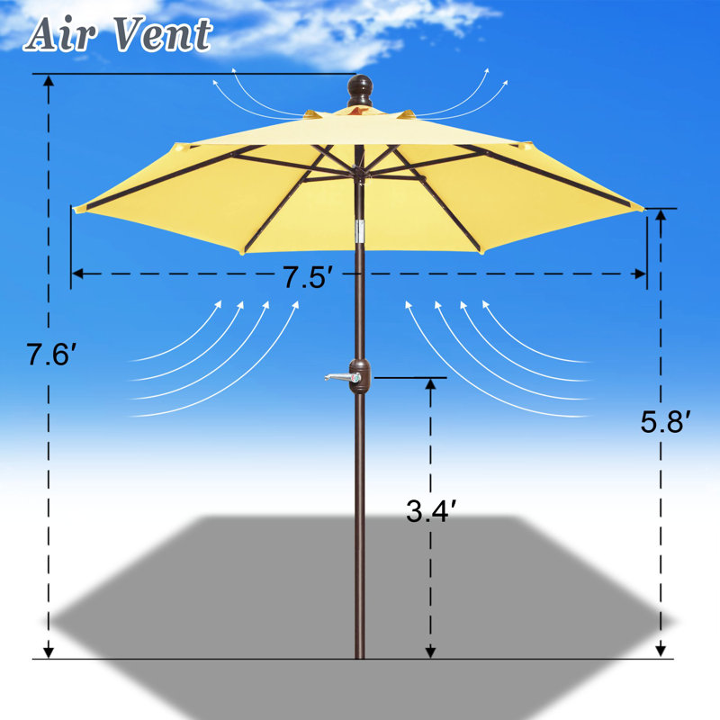 Parasol à DEL incliné pour l'extérieur, Beige