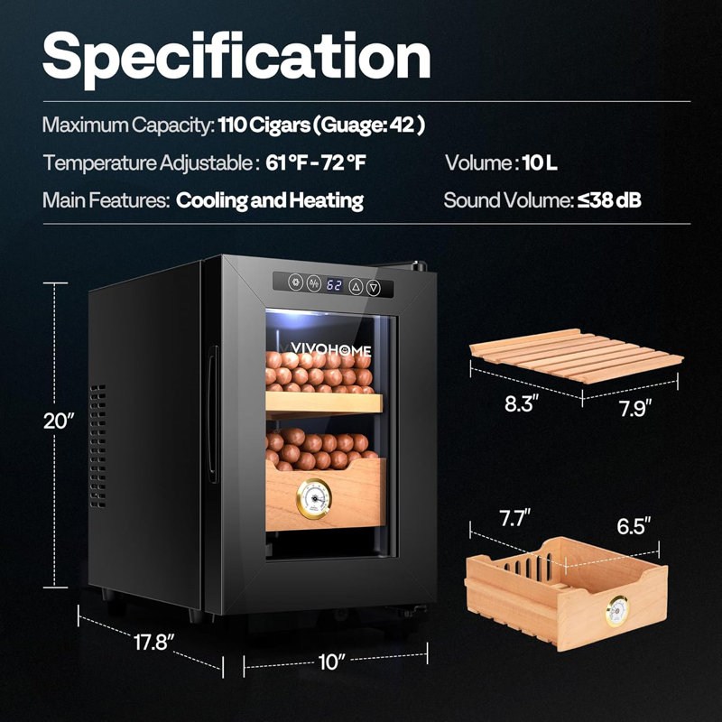 Armoire à cigares électrique 10L avec lumière