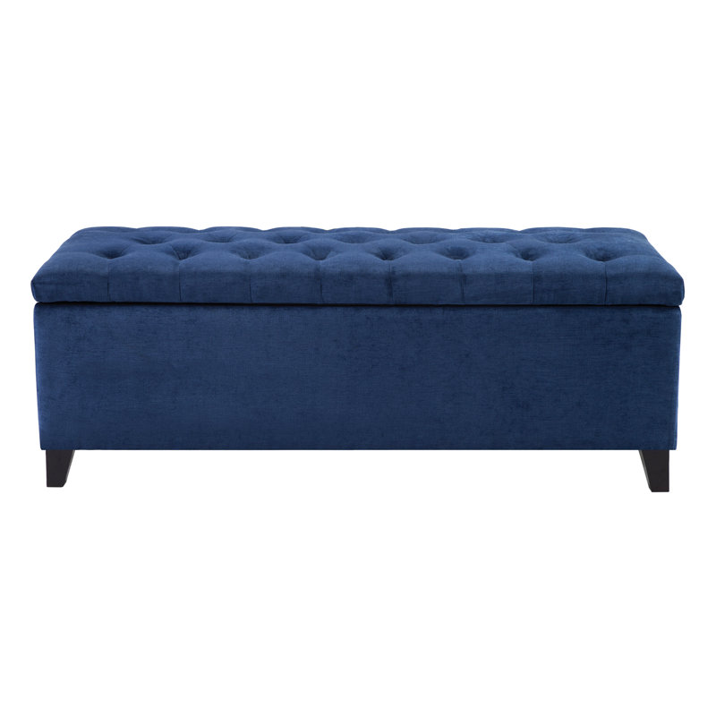 Banc de rangement à plateau capitonné Maniscalco, Bleu marine