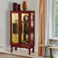 Armoire, porte vitrée à tablettes réglables, diaphane éclairée avec panneau arrière réfléchissant et miroir, portes trempées-612575160