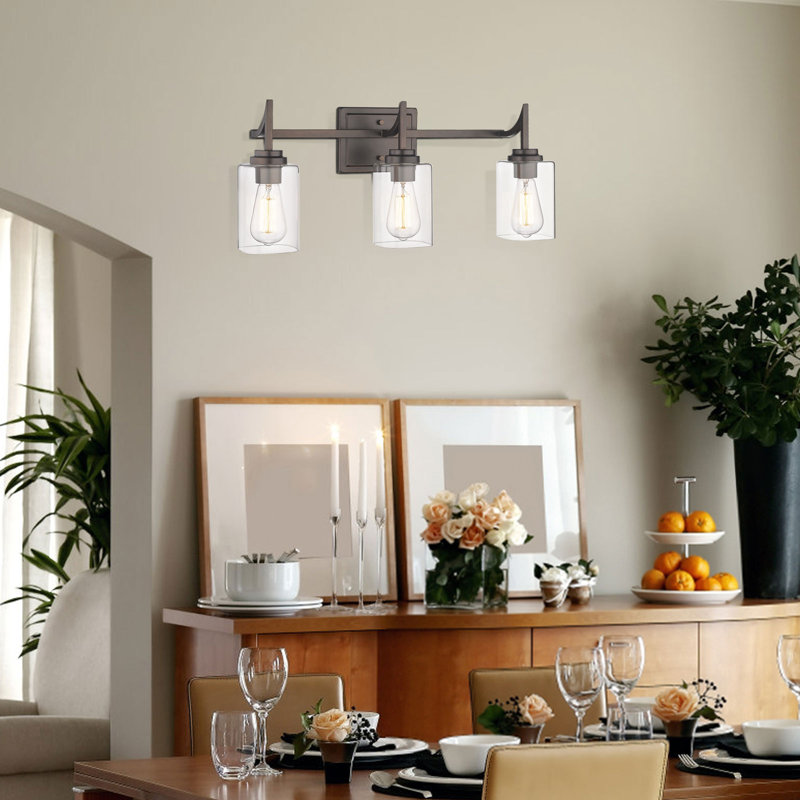 Meuble-lavabo 3 lumières pour luminaires de salle de bain, Bronze frotté à l'huile