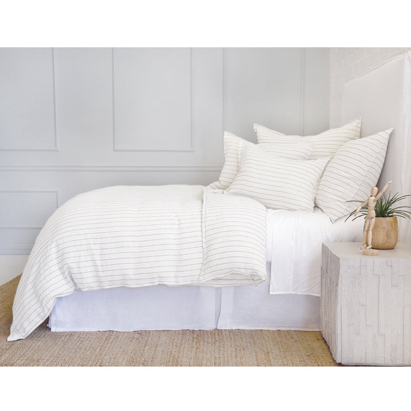 Blake Linen Shams, Standard, Cream/Gray