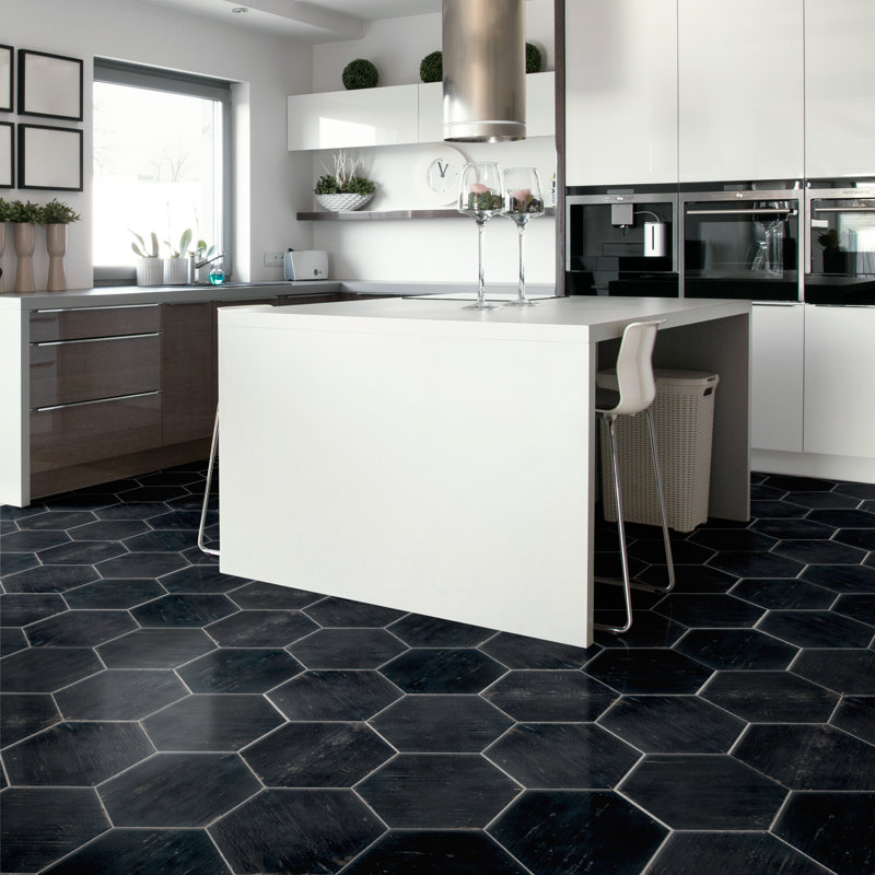 Retro Hex 14" x 16" Porcelain Wood Look Wall & Floor Tile