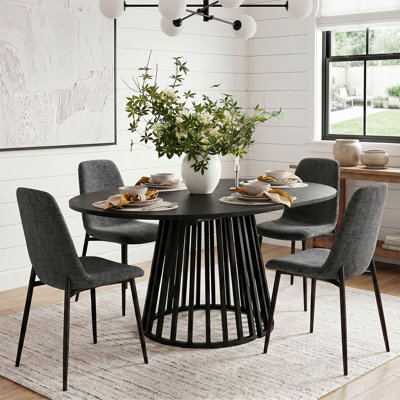 Ensemble de table de salle à manger pour 4 personnes avec table ovale extensible et 4 chaises de salle à manger rembourrées en chenille