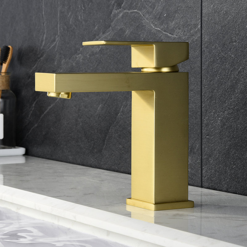Robinet de lavabo contemporain - or avec robinet latéral et fonction fiable