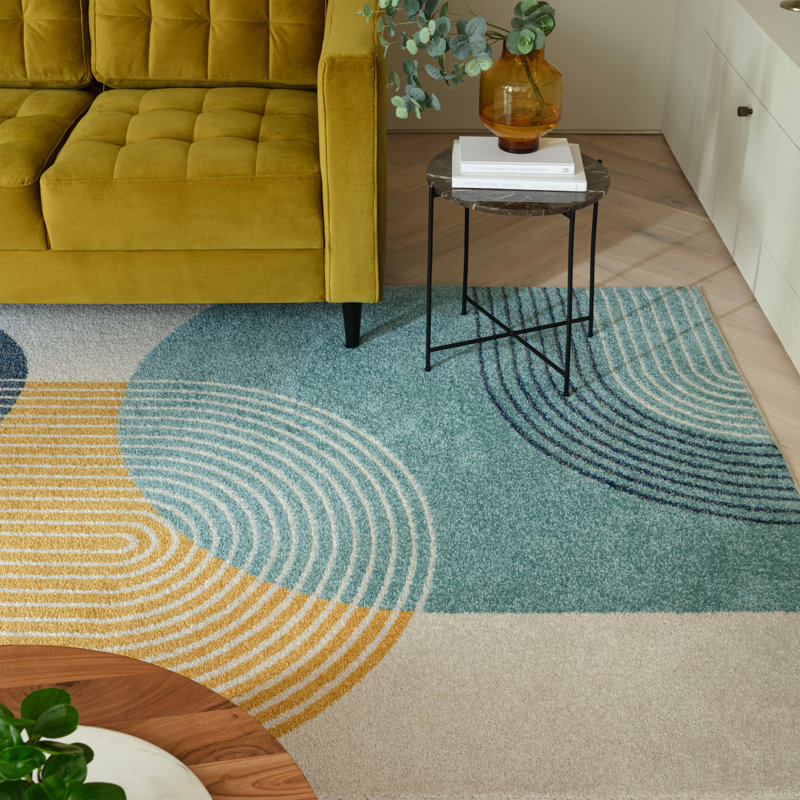 Flora Retro Arched Minimalist Polypropylene Area Rug -  Bold and Eclectic Living & Dining Room, Rectangle 120 x 170 cm