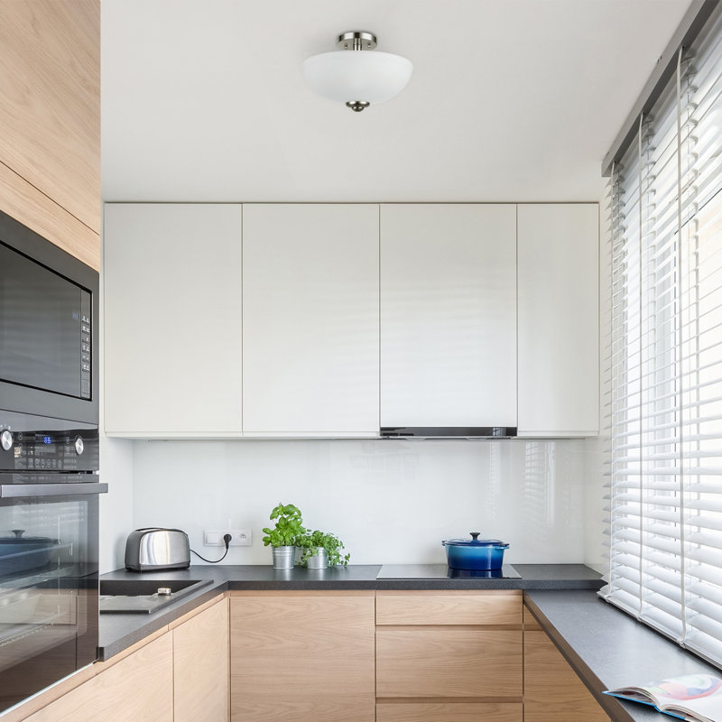 Plafonnier semi-encastré 2 lumières 12,99 po Malysia, Nickel brossé