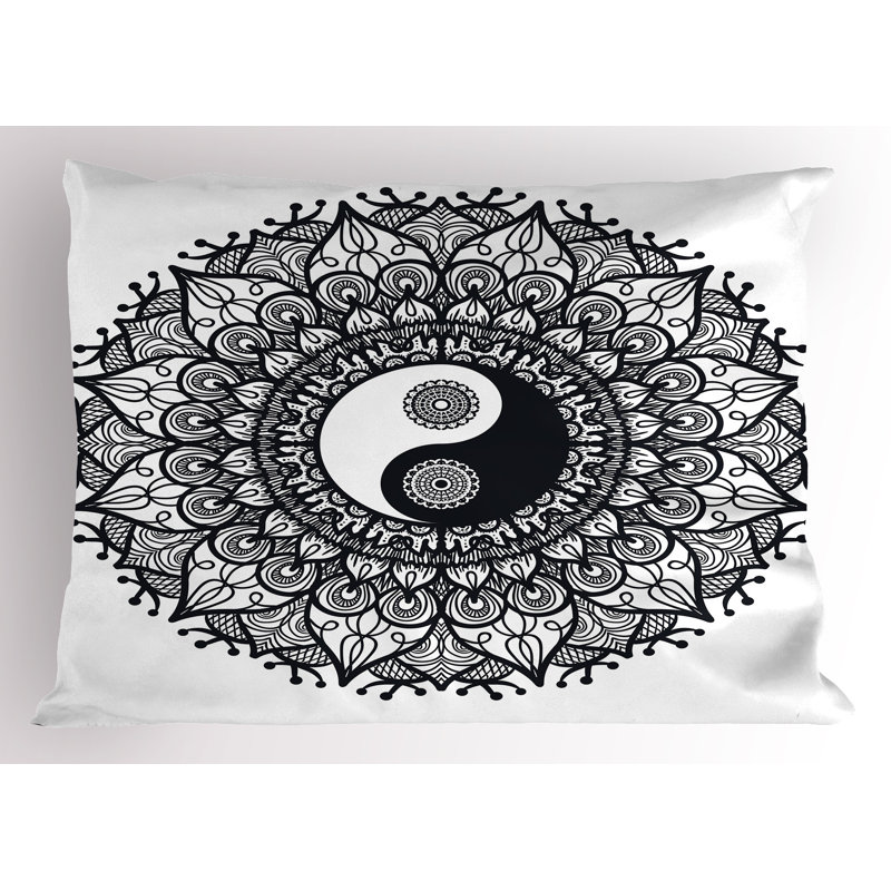 Ensemble de 2 taies décoratives Ambesonne Ying Yang Bohème Mendi gris anthracite / blanc, H 20 po x l 26 po