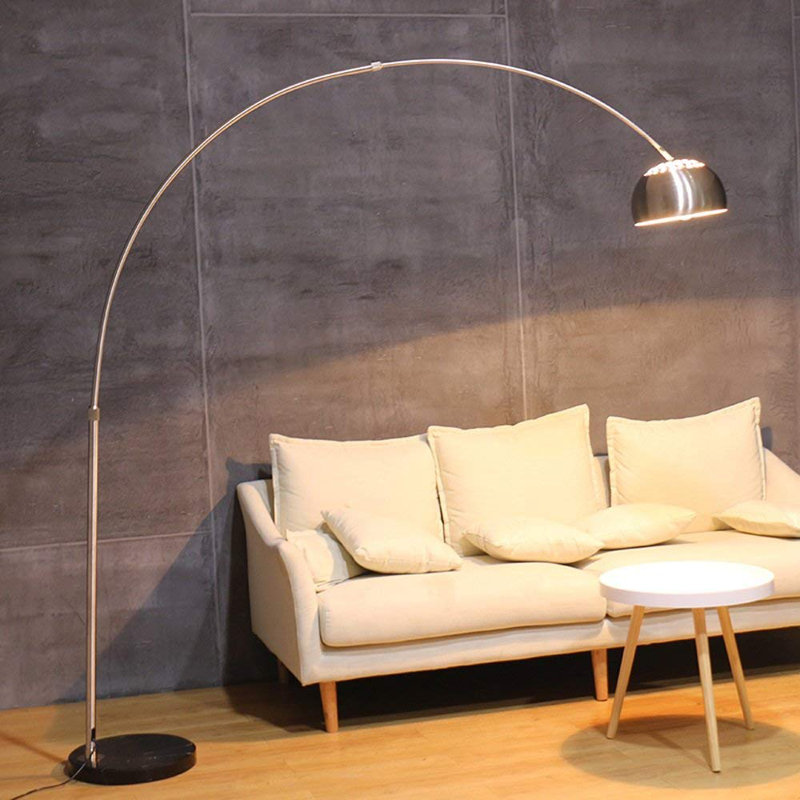 Lampe sur pied en arche 80" Annia, Acier brossé