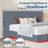 Floating Upholstered Bed Frame with Oversized Headboard and RGB LED Lighting-709867142-709867137