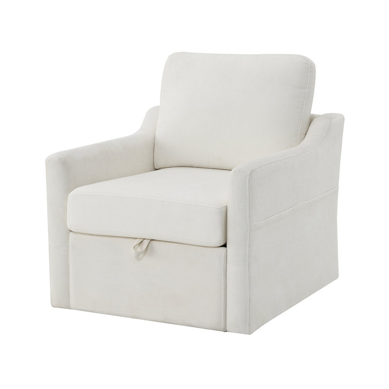 Fauteuil pivotant avec tissu chenille doux, Blanc