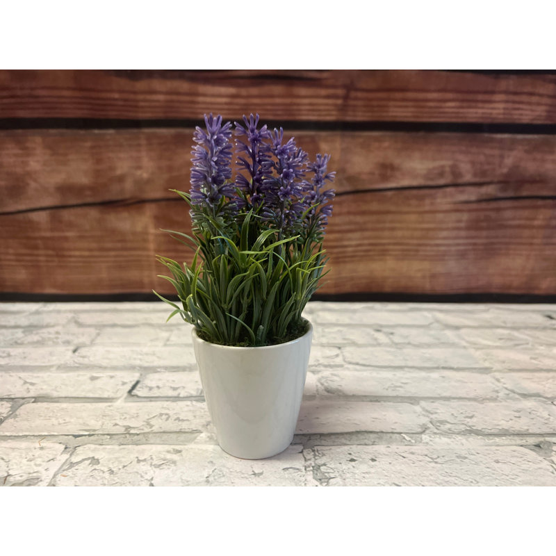 6.75 " Faux Lavender in Ceramic Pot