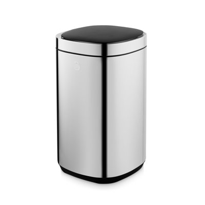 Swan Square Bin with Hands-Free Opening Using Motion Sensor Technology, Ozone Odour Sterilisation, Liner Retainer Ring, Stainless Steel Body, 30L Capacity