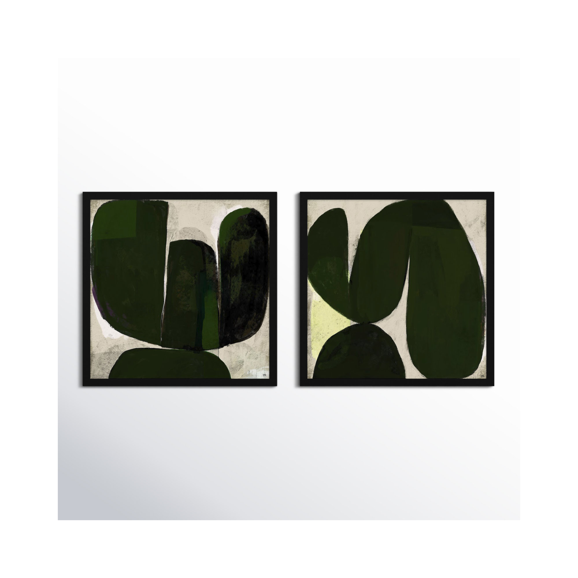 Succulent Set Of 2 by StudioM, 44" H x 44" W x 1.25" D, Black