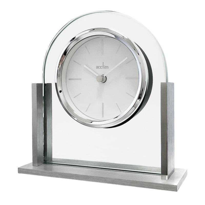 Acctim Wootton Mantel Clock Quartz Glass & Brushed Metal Energy Efficient Movement